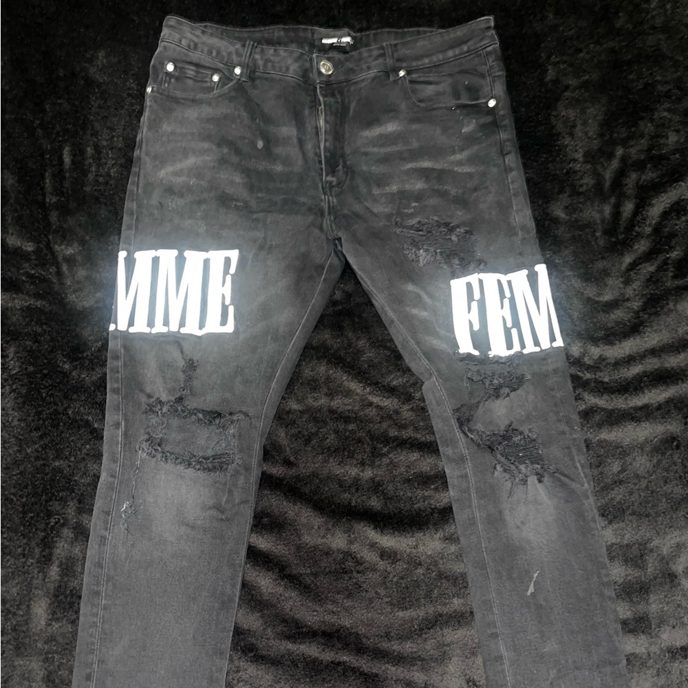 HOMME +FEMME LETTERMAN DENIM